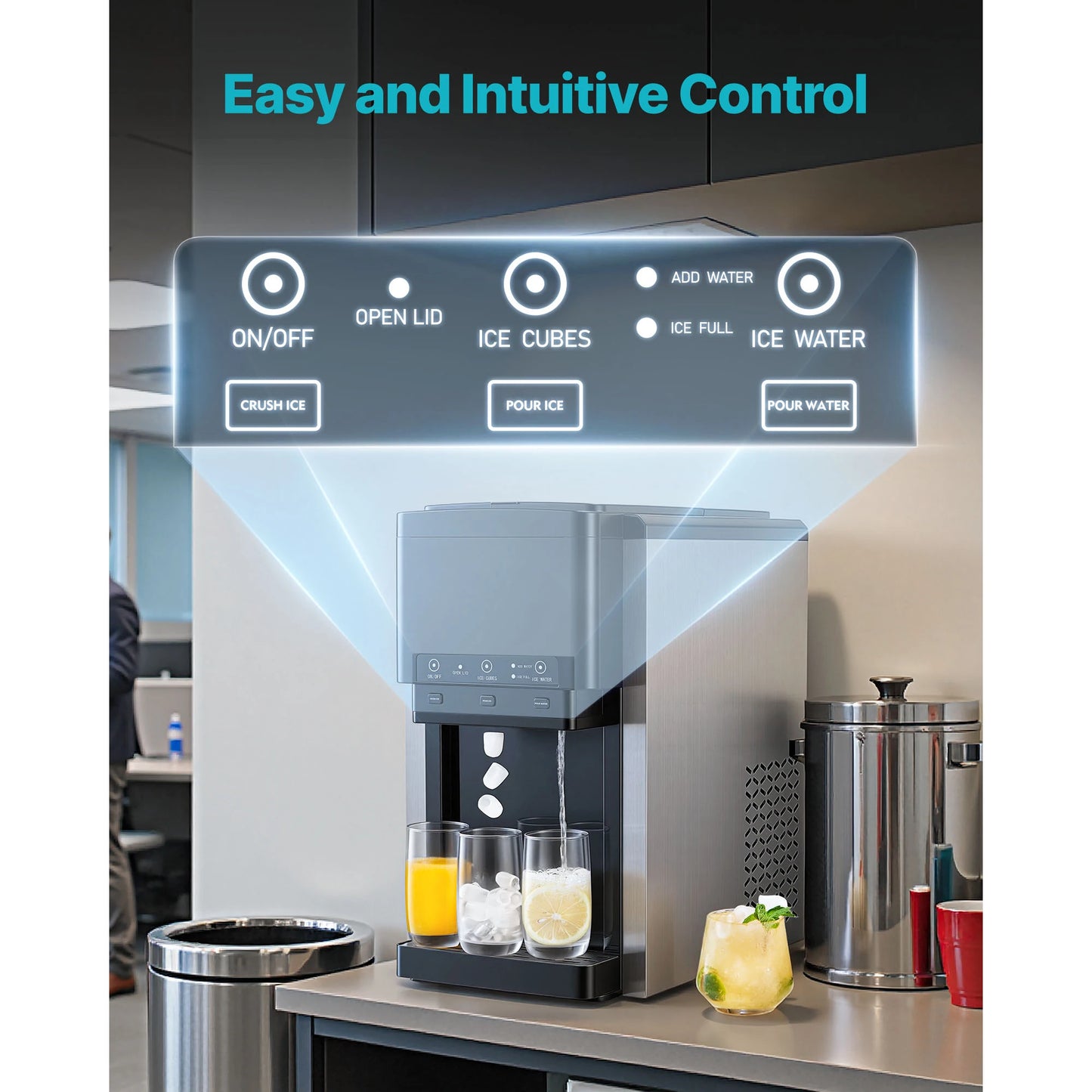 SucceBuy Water Dispenser with Ice Maker Water Dispenser Fast Ice Making Bullet/Crushed Ices & Cold-Water for Home Kitchen Party