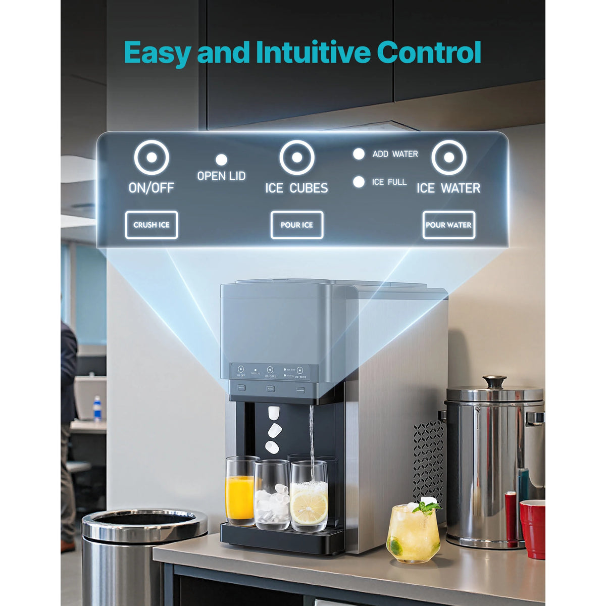 SucceBuy Water Dispenser with Ice Maker Water Dispenser Fast Ice Making Bullet/Crushed Ices & Cold-Water for Home Kitchen Party