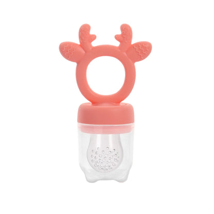 BPA Free Baby Fruit Food Feeder with Dust Cover Deer Silicone Teething Nibbler 3 Colors Toddler Vegetable Feeding Pacifier Teether Toy