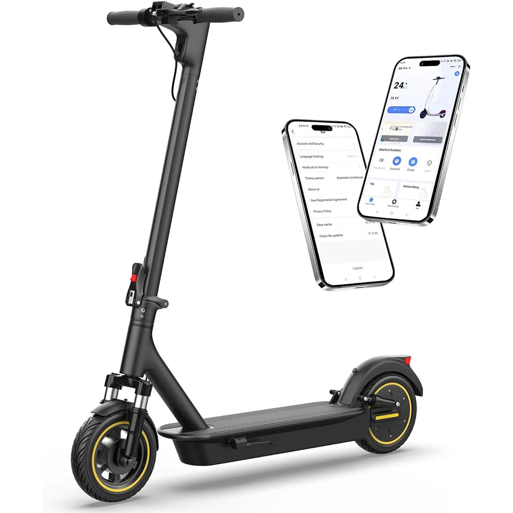 10" Adult Electric Scooter 500W Brushless Motor 22Mph Max Speed 28Miles Max Range Double Suspension & Dual Braking Waterproof Smart App Control for Commuting
