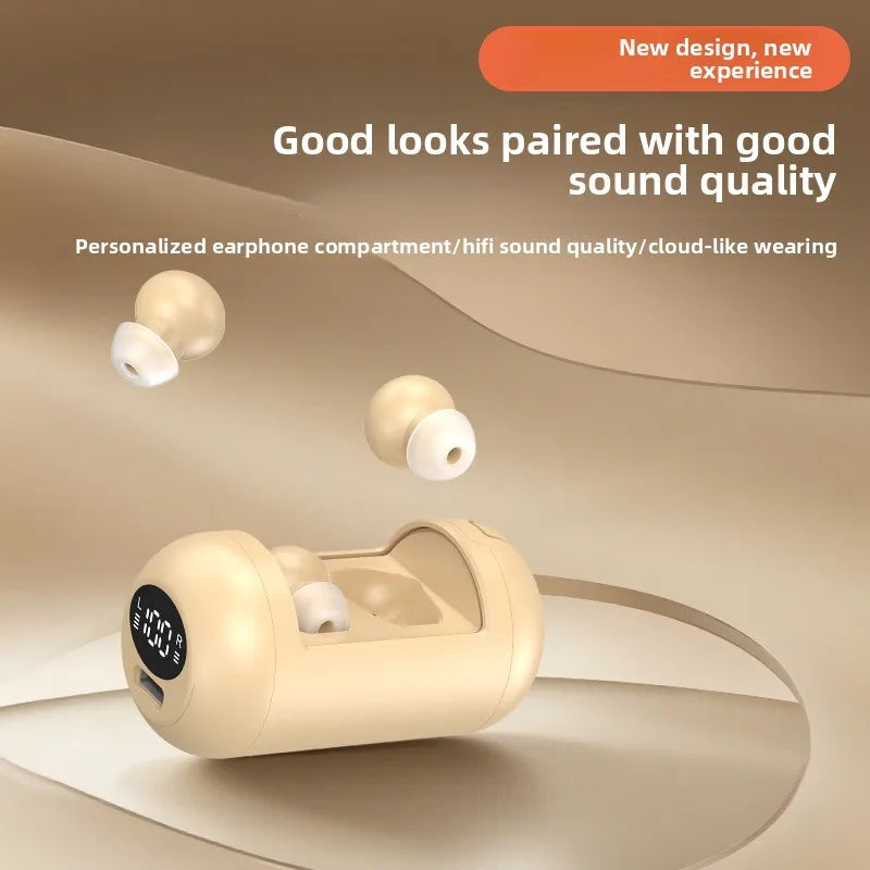 Mini Bean Sleep In-ear Wireless Bluetooth Headphone Ultralight Weight Power Display Earphone Comfortable Wear Sport Game Earbud