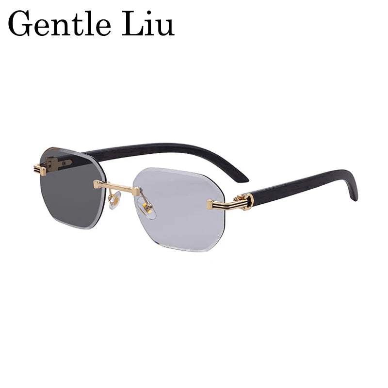 Vintage Square Rimless Sunglasses Men 2026 Luxury Brand Trendy Frameless Punk UV400 Eyewear Anti Blue Light Prescription Glasses
