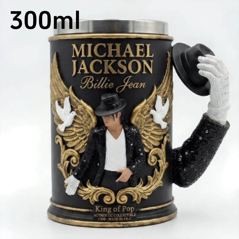 Unique Spark Plug Michael Jackson 3D Resin Mug Stainless Steel Inner Liner Creative Collectible Coffee Cup Home Drinkware Gift