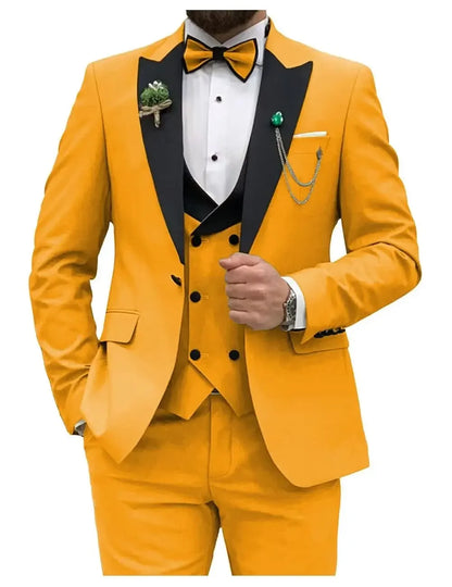 Royal blue Men Suits Slim Fit 3 Piece Double Breasted Suit Men Wedding Prom Party Business(Blazer+Vest+Pants)