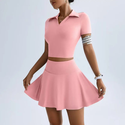 Summer Sports Outdoor Two-Piece Yoga Outfit for Women Golf Tennis Skirt Set, Summer Thin