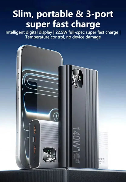 Lenovo 140W Super Rapid Charging 2026New High‑Capacity Portable Battery 500000mAh Powerbank Power Bank For Xiaomi iPhone Phone