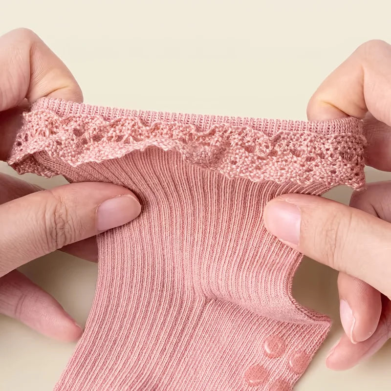 5 pairs of baby girl children lace socks spring and summer socks dispensing anti-slip floor socks