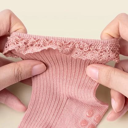 5 pairs of baby girl children lace socks spring and summer socks dispensing anti-slip floor socks
