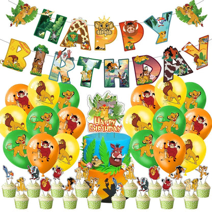 Lions Thme Boy Birthday Party Decorative Supplies Paper Cup Plates Napkin Caketopper Balloon For  Baby Shower Parties Decoration