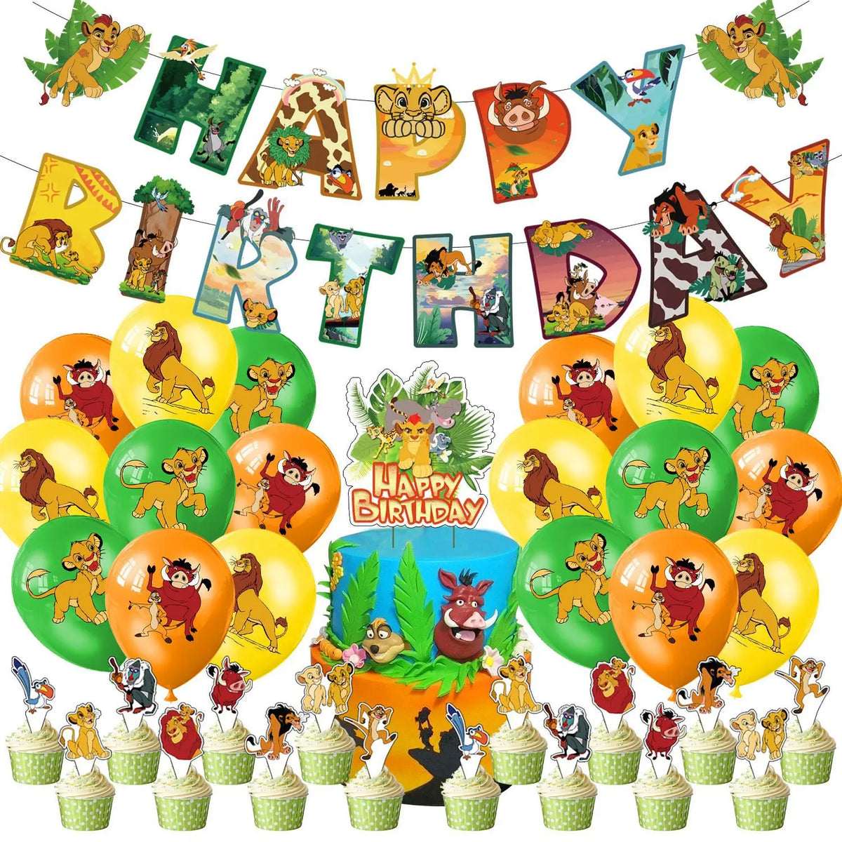Lions Thme Boy Birthday Party Decorative Supplies Paper Cup Plates Napkin Caketopper Balloon For  Baby Shower Parties Decoration