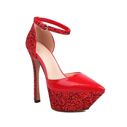 Brand Design Shiny Gold Women's Sandals New Sexy 15cm High Heels