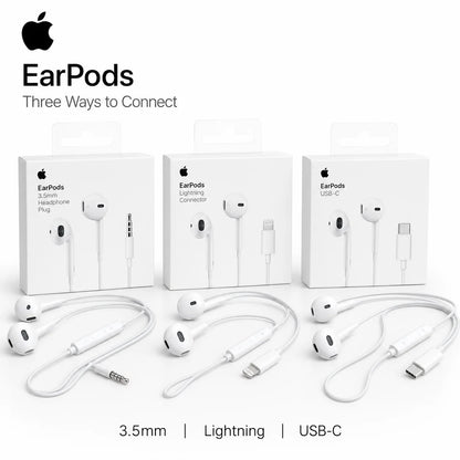 Official Apple EarPods Wired Earphones 3.5mm Lightning USB-C Connector with Mic Volume Control for iPhone iPad Mac