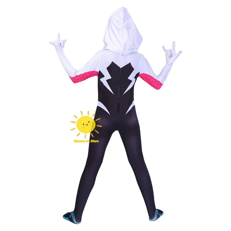 BEAST KINGDOM Spider Gwen Cosplay Gwen Stacy Cosplay Costume for Unisex Teenagers and Adults Jumpsuit Halloween Cosplay Bodysuit