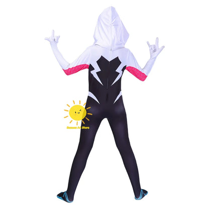 BEAST KINGDOM Spider Gwen Cosplay Gwen Stacy Cosplay Costume for Unisex Teenagers and Adults Jumpsuit Halloween Cosplay Bodysuit