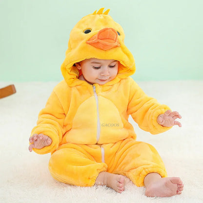 Cartoon Flannel Baby Rompers Unicorn Rabbit Dinosaur Pajamas Cotton Baby Boy Girls Animal Costume Baby Jumpsuit Kigurumi Outfits