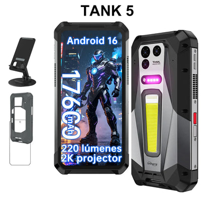 Unihertz 8849 TANK 5 Rugged Smartphone - World's First 2K Projector 9400e CPU 3K AMOLED 18GB+512GB 17600mAh Support eSIM WiFi 7