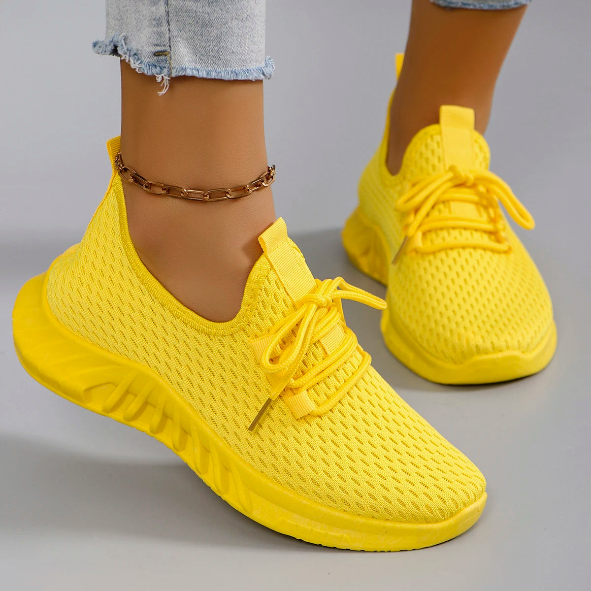 Spring new women's sports shoes, fashionable, breathable, lightweight, non-slip, wear-resistant, casual sports shoes, flat shoes
