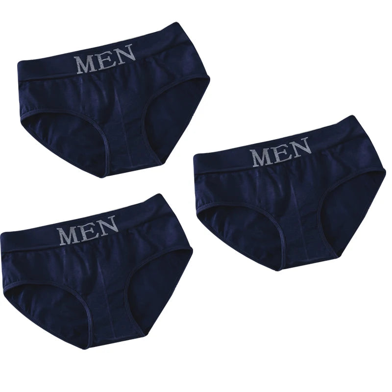 3Pcs/lot Men's Briefs Underwear Sexy Man Panties MEN Letter Underpants Breathable Comfortable Male Bikini Shorts Black Blue Red