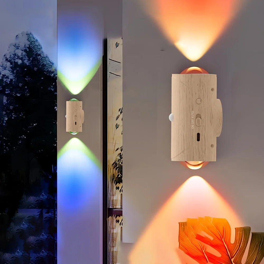 RGB Gradient LED Night Light with Motion Sensor Wall Lamp Rechargeable Ambient Light Dimmable Indoor Lights Magnetic Step Lamp