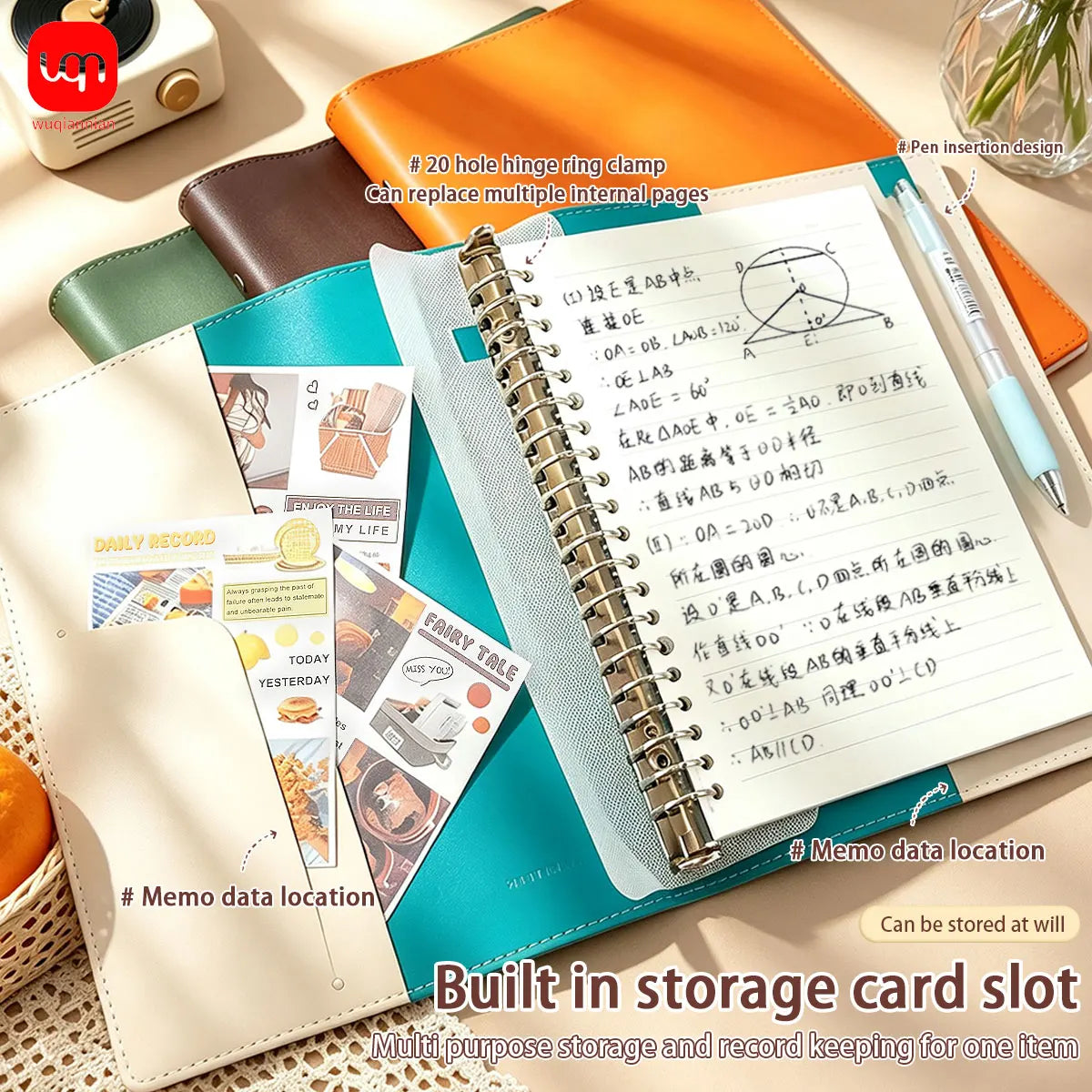 PU Leather Loose-Leaf Notebook A5 Size Waterproof Soft Leather Cover Diary Removable Pages Notebook for Office  School Supplies