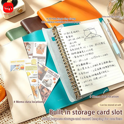 PU Leather Loose-Leaf Notebook A5 Size Waterproof Soft Leather Cover Diary Removable Pages Notebook for Office  School Supplies