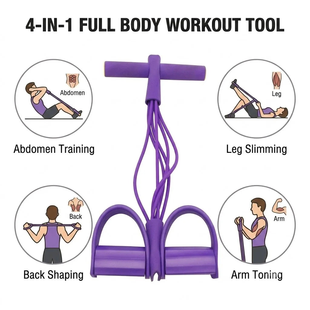 6 Tube Foot Pedal Resistance Band Elastic Pull Rope Abdominal Trainer Home Yoga Slim Leg Arm Back Fitness Workout Equipment