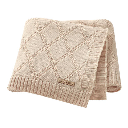 Newborn Baby Swaddle Wrap Blankets for Stroller 90*70cm Knitted Infant Boys & Girls Solid Receiving Blanket Toddler Throw Quilts