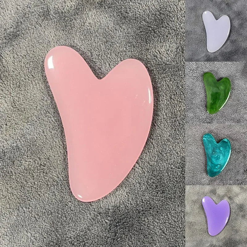 Heart Guasha Stone Face Rose Quartz Jade Massage Tool Chin Nose Lifting Firming Scraping Board Massage Facial Health Care Skin