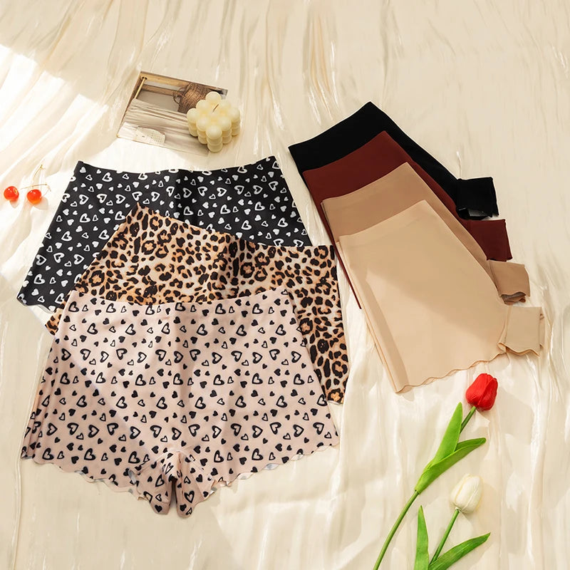 TrowBridge Seamless Leopard Women's Panties Satin Underwear Woman Boxers Breathable Cozy Lingerie Skin-Friendly Female Boyshorts