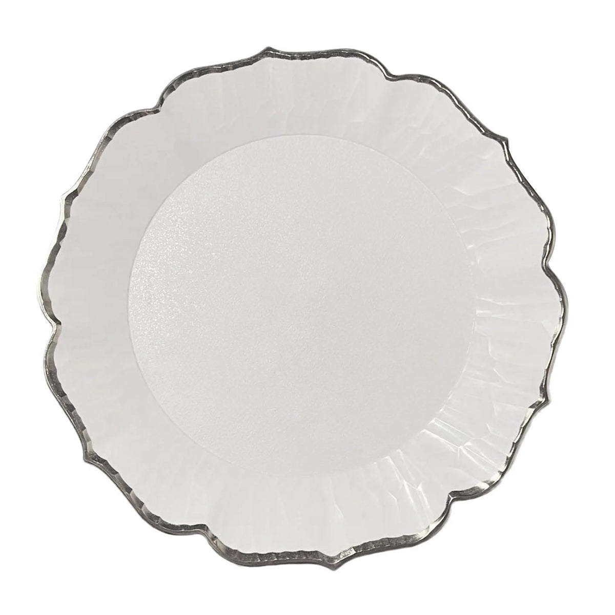 White Flower Ruffled Charger Plates Elegant Tabletop Centerpiece for Wedding Banquet Party Reception Dinner Holiday Table Decor