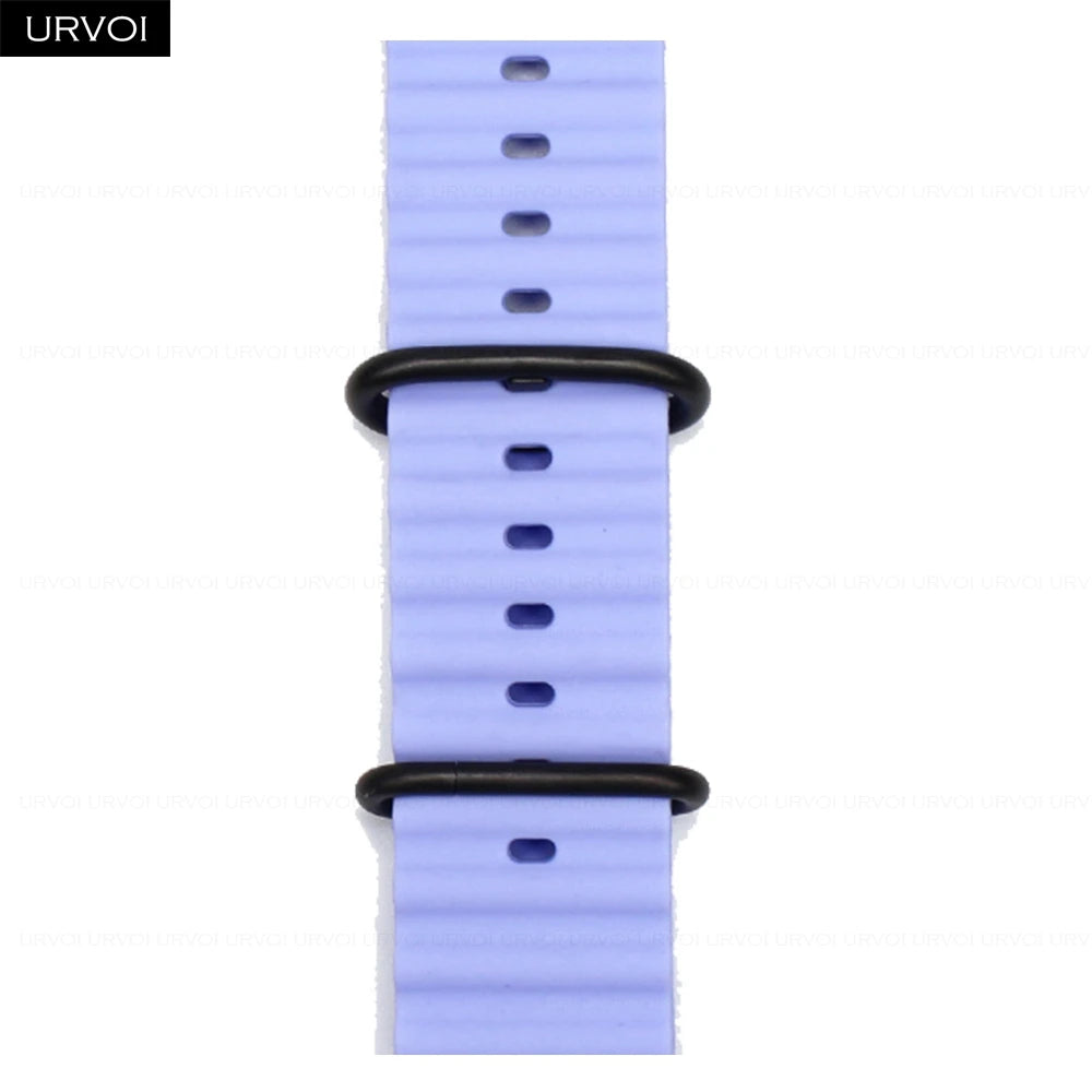 URVOI Ocean Band for Apple Watch Ultra 4 3 2 Strap Series 12 11 10 SE Sport Band for iWatch Silicone Wristband Black Buckle 49mm