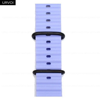 URVOI Ocean Band for Apple Watch Ultra 4 3 2 Strap Series 12 11 10 SE Sport Band for iWatch Silicone Wristband Black Buckle 49mm