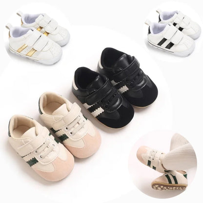 Infant Pre-Walker Shoes Baby Shoes 0-1Year Striped Casual Sports Shoes Rubber Sole for Boys Girls Spring Autumn