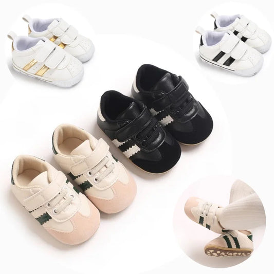 Infant Pre-Walker Shoes Baby Shoes 0-1Year Striped Casual Sports Shoes Rubber Sole for Boys Girls Spring Autumn