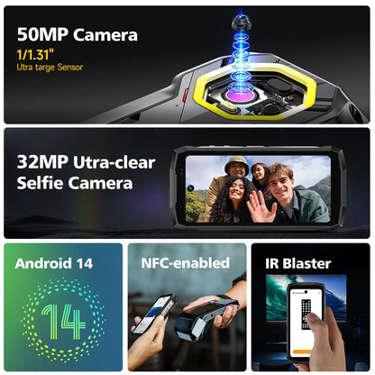 Ulefone Armor Mini 20T Pro 5G 4.7' Display Rugged Phone Android 14 LED Light 6200mAh 16GB+256GB Thermal Imaging 33W Smartphone