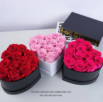 12-13PCS Peserved Roses in Heart Shape Box 100% Natural Long Last Real Eternal Real Rose Mothers Valentines Day Gifts Home Decor