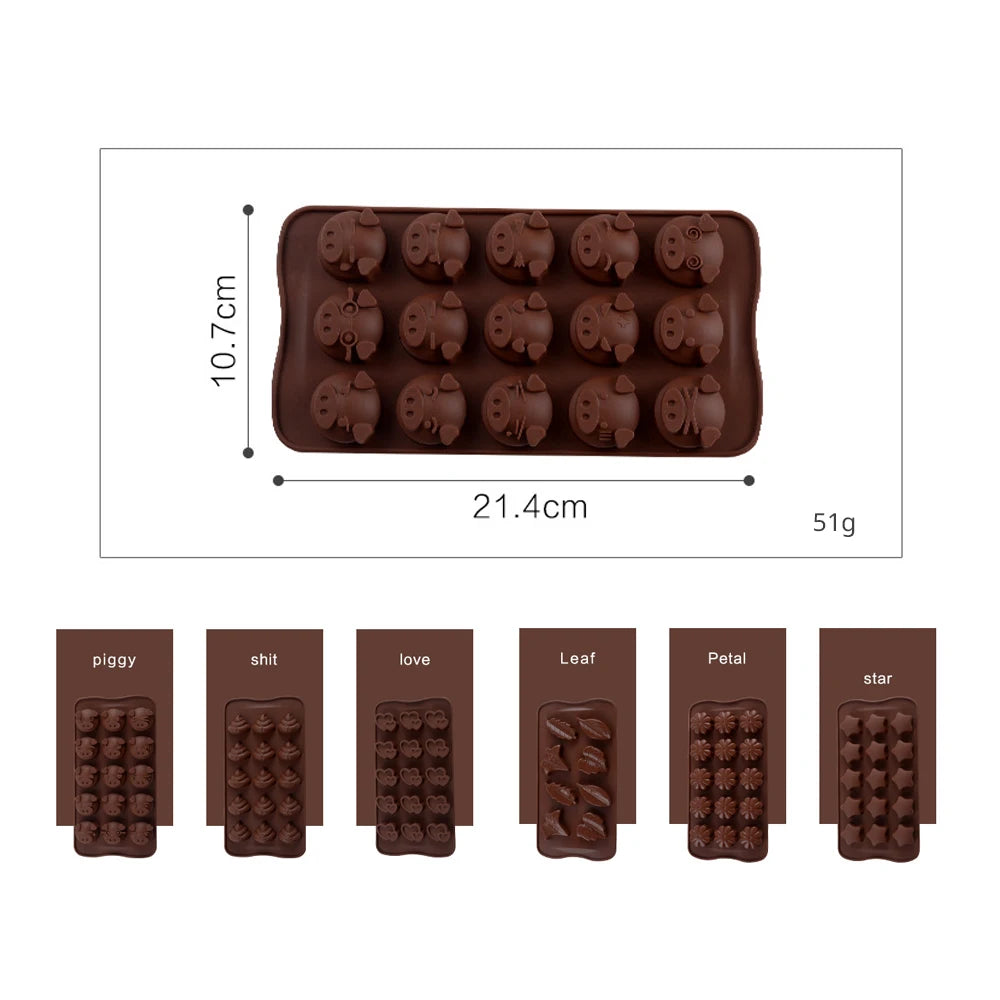 1PC Silicone 15 Hole Chocolate Mold Creative Jelly Christmas Candy Mold Cake Mold Ice Grid Baking Utensils