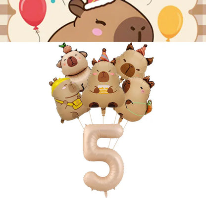 Capybara Decoration Birthday Party Favors Tableware Set Cup Plate Balloons Gift Bags Happy Banner Cake Topper Supplies for Girls