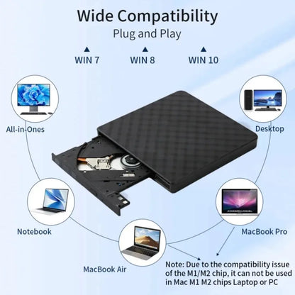 2 In 1 USB3.0 External DVD RW CD Writer Slim Portable Burner Reader Player Optical Drives For Laptop Desktop Notebook Computer