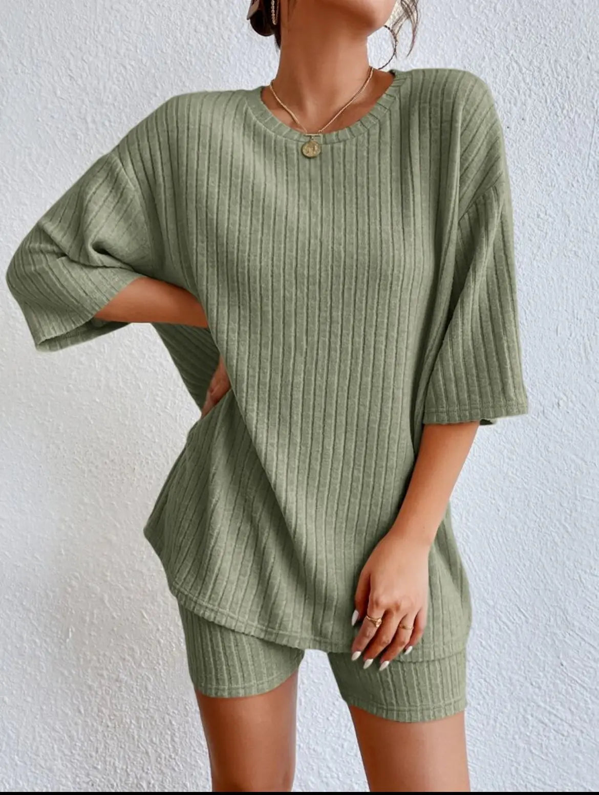 Spring Summer Short Sleeve T Shirt Short Pants Two Piece Set Women Casual Loose O Neck Top High Waist Tracksuit Female Outfits