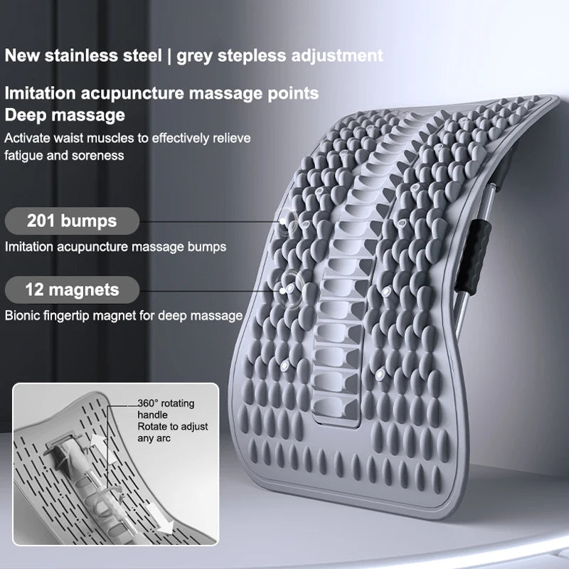 〔R〕Back Stretcher with Acupuncture Massage Nodes, Stepless Adjustable Lumbar Support Device for Lower Back Pain Relief
