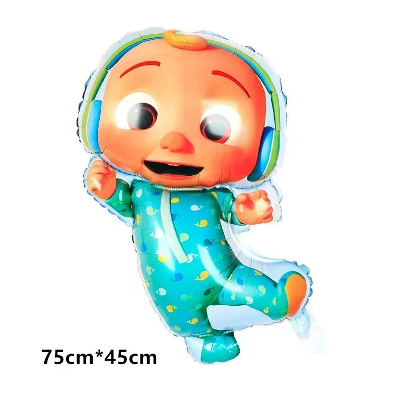 Cocomelon Balloon JJ Melon Watermelon Toy Happy Birthday Banner Party Decoration Backdrop Cake Topper JOJO Disposable Tableware