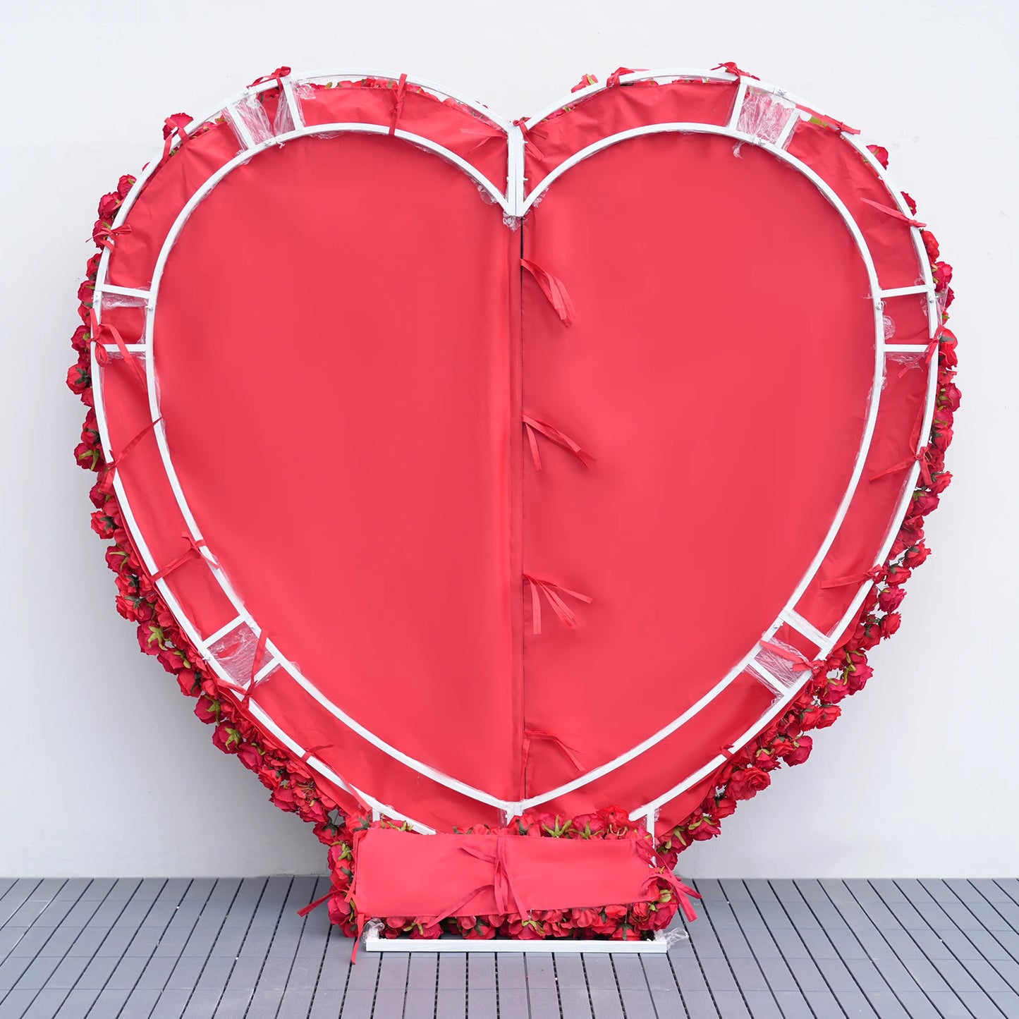 Angela Flower Red Rose Creative Love Heart Floral Wall Cloth Base Flower Arrangement Wedding Backdrop Frame Proposal Decor A7699