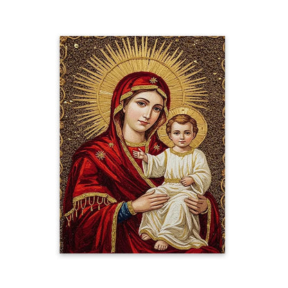 Virgin Mary and Baby Jesus Canvas Wall Art, Sacred Heart of Jesus Canvas Prints, for Living Room Home Decoarion