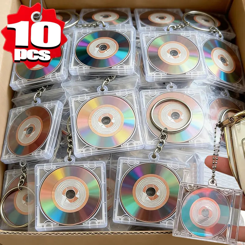 10pcs NFC Functional CD Disc Key Chain Mini CD Case Keychain Peripheral Commemorative Album Key Holder For DIY Backpack Pendant