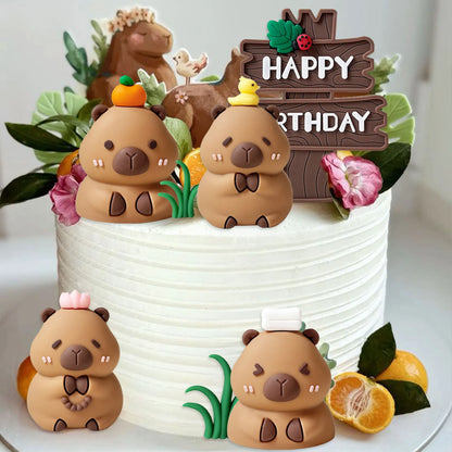 LaVenty Capybara Cake Toppers Mini Blowfish Party Supplies for Capybara Birthday Party Supplies Baby Shower Party Favors