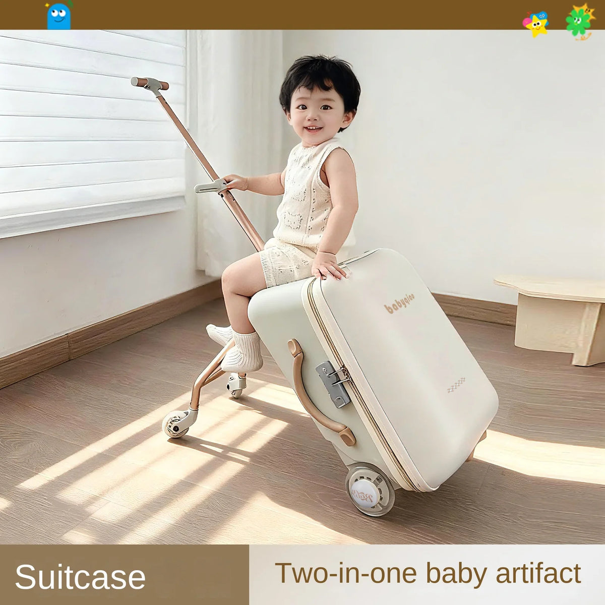 Children Travel Suitcase PP Material Sit to Ride On Rolling Luggage Carry-on Cabin Suitcase for Kids