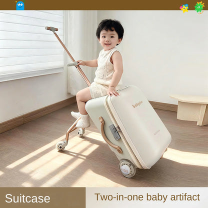 Children Travel Suitcase PP Material Sit to Ride On Rolling Luggage Carry-on Cabin Suitcase for Kids