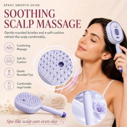 2026 Electric Steaming Hair Straightener Brush Electric Spray Air Cushion Massage Hair Brush Rechargeable Detangling Steam Brush