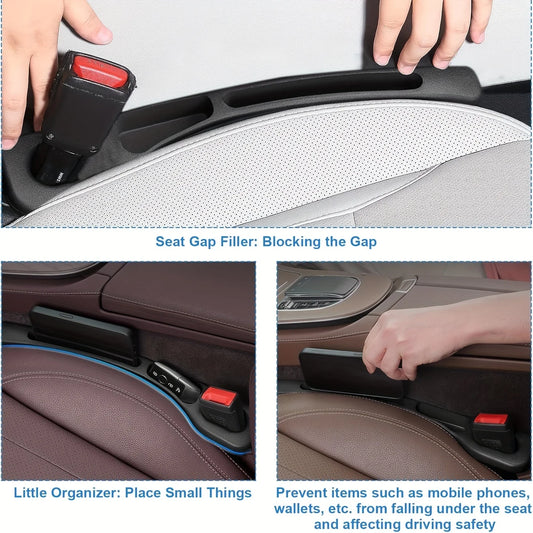 2pc Car Seat Gap Filler Organizer Pu Waterproof Car Seat Gap Plug